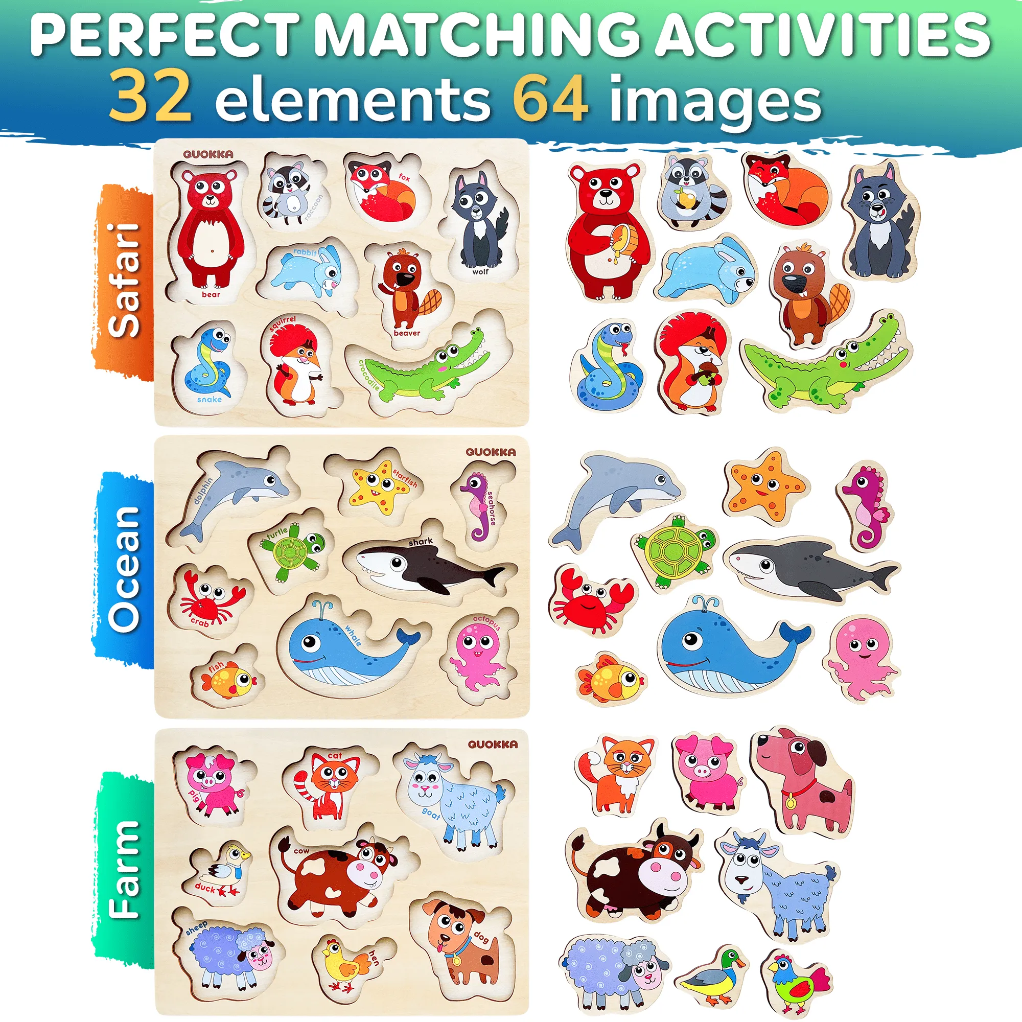 Animals Puzzle for Toddler | Farm, Ocean, Wild Animals