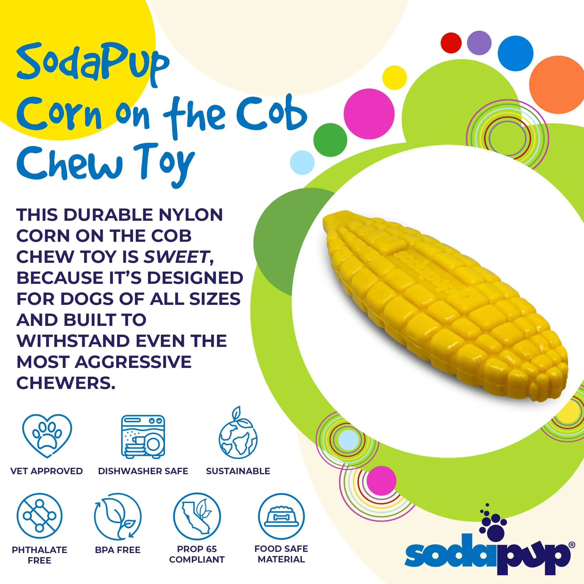 Corn on the Cob eChew Ultra Durable Nylon Dog Chew Toy
