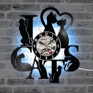 I Love Cats Record Wall Clock Vintage LED Vinyl Clock Kitten Art Silent Unique Decorative Clock 3D Hanging CD Wall Clock 7 Cats