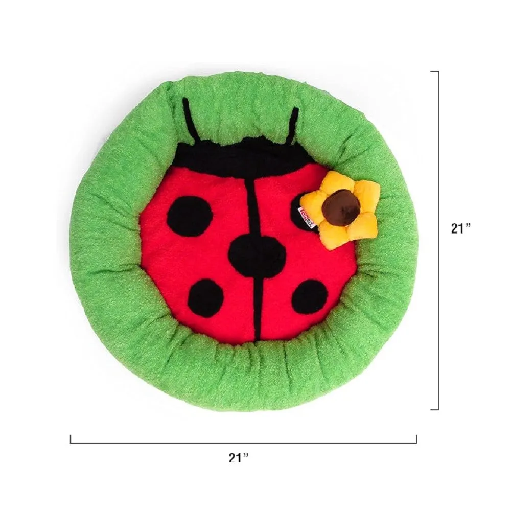 Ladybug Dog Bed With Sunflower Dog Plush Toy