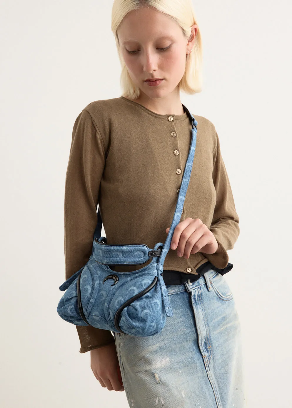 Moon Laser Denim Futura Mini Bag