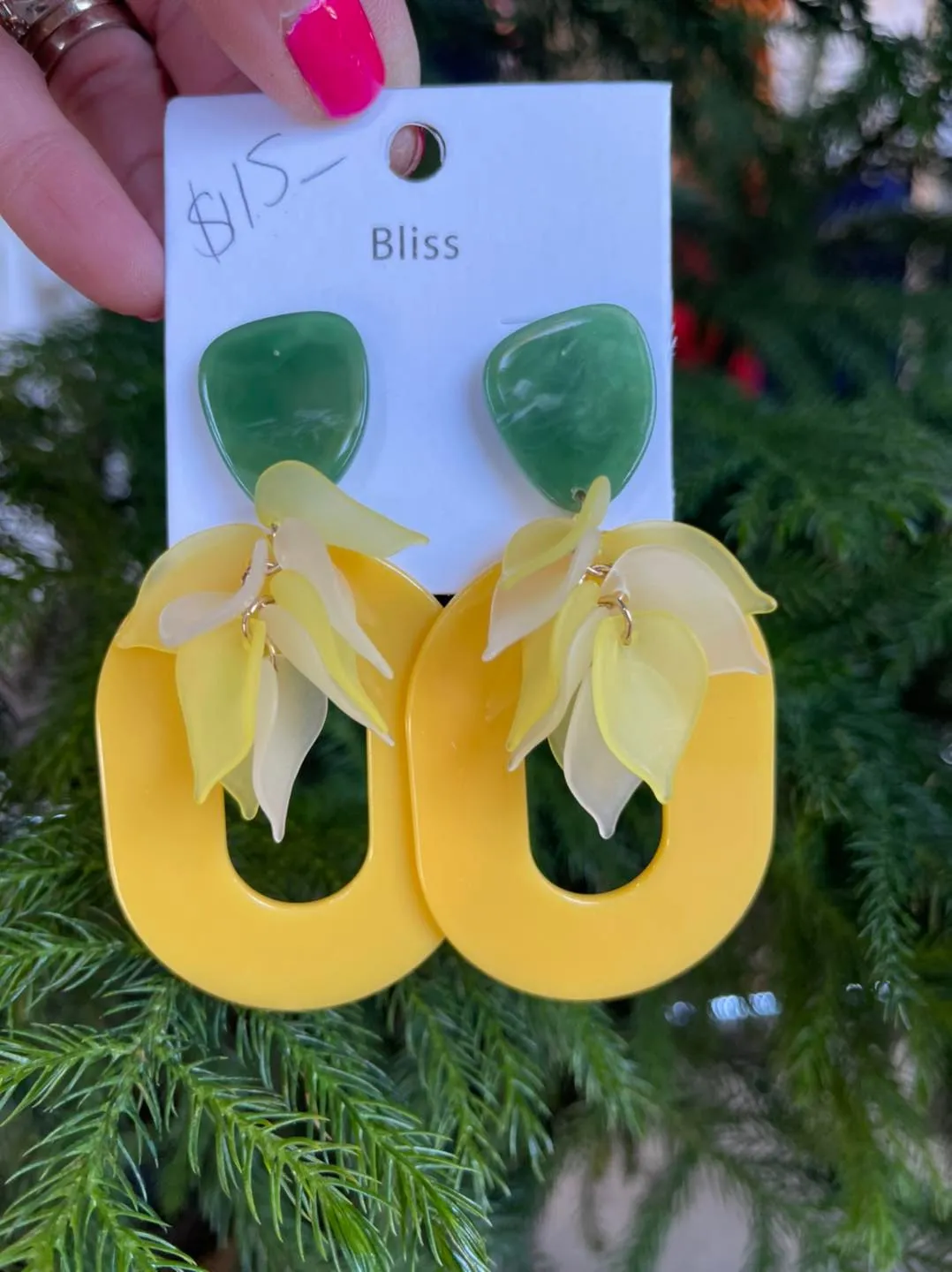 Oval Acrylic Floral Earrings